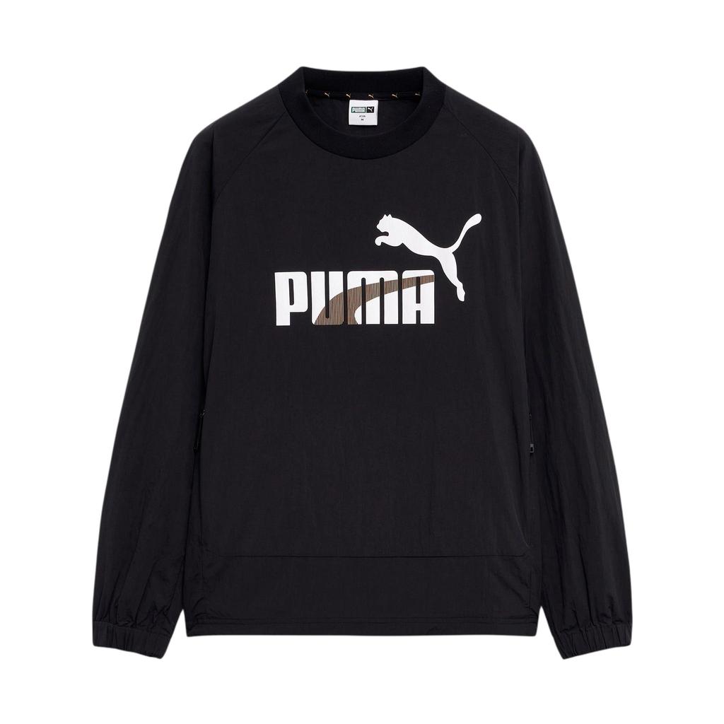 Puma Archive Statement Smu U Archive S Wv Letter Print Woven Crew Neck Long Sleeve Sweatshirt Men sweatshirt Black 941043-01