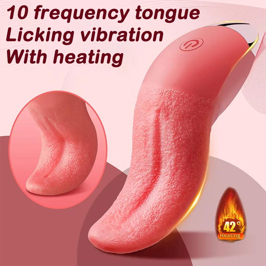 10 Speed Tongue Licking Vibrator with Heating Female Masturbator Blowjob Clitoral Stimulator Female Sex Toys Adult Products