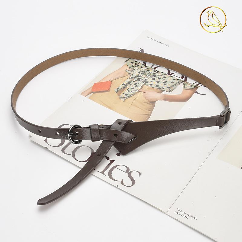 Women'S Leather Belt Retro Pin Buckle Belt Women'S Cowhide Fine Belt Women'S Decorative Dress