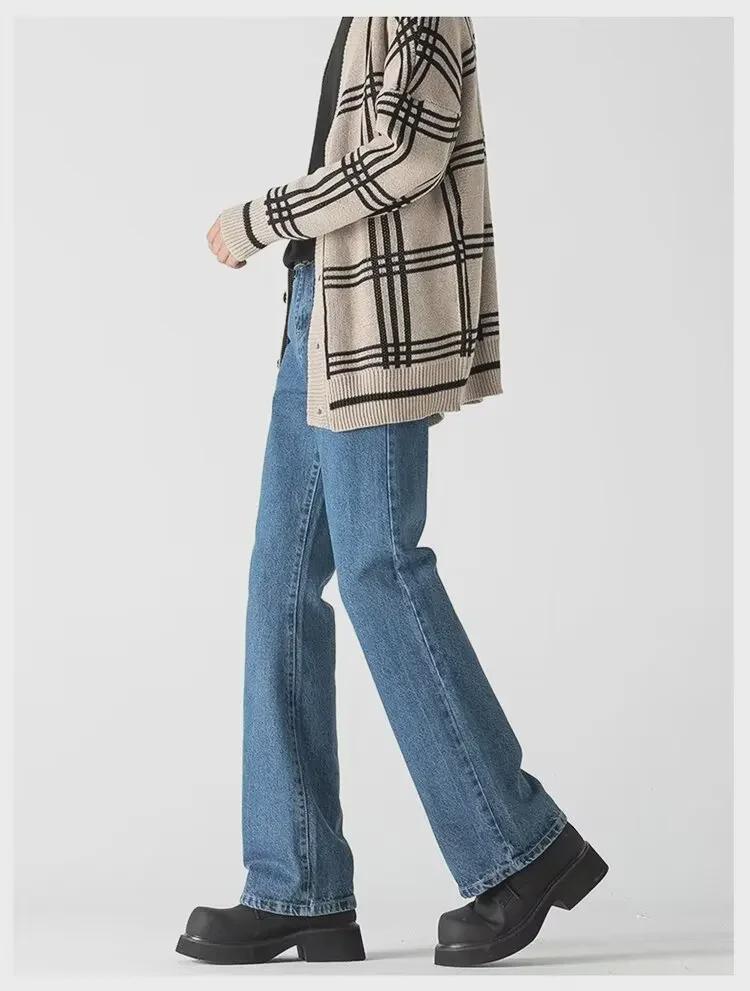 Unisex Retro Washed Flared Jeans: Distressed, Loose, High Street Fashion, Weite Hose in Bodenlänge