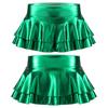 Womens Shiny Metallic Low Rise Ruffled Pleated Mini Skirts Rave Party Clubwear