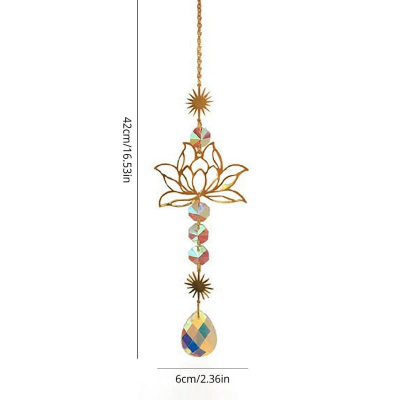 Lotus Shaped Crystal Sun Catcher Hanging Glass Rainbow Prism for Outdoor Garden Window Home Decor Housewarming Gift