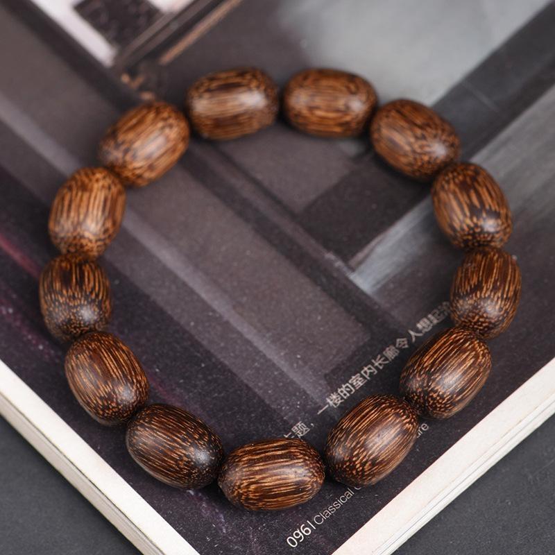 Agarwood Beaded Mala Bracelet Natural Handcrafted Smooth Wooden Wristband Adjustable Unisex Jewelry for Men Women Prayer Gifting