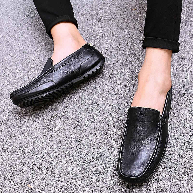 New men's casual shoes, leather shoes, large size soft-soled lazy Doudou shoes