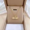 Titanium Steel Micro-Inlaid Luxury Necklace: Elegant Full Diamond Gold Design for Women