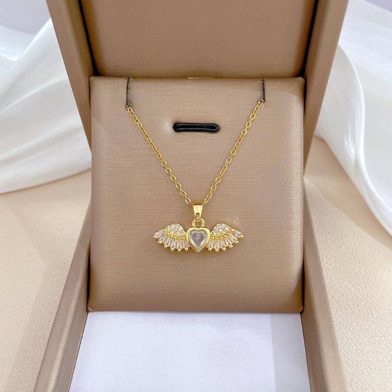 Titanium Steel Micro-Inlaid Luxury Necklace: Elegant Full Diamond Gold Design for Women