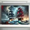 2D flat surface 1-piece background cloth for the scene of a pirate ship battle suitable for home and garden decoration