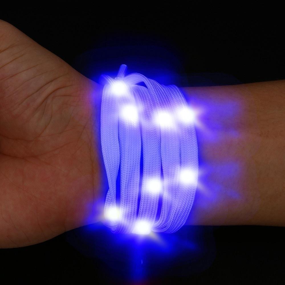 Fashion Shine LED 8 Color Change Luminescent Shoelace Strap Night Light Club Party Luminous Shoelace