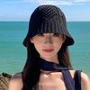Hollow Knit Thin Straw Hat for Women, Summer Travel UV Protection Sun Hat, Face Slimming, Stylish and Versatile Sun Hat