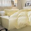 Bed Sheet Quilt Cover Nude Sleeping Pure Cotton Four-piece Set Washed Cotton Soft Bed Sheet Quilt Cover Solid Color Bedding