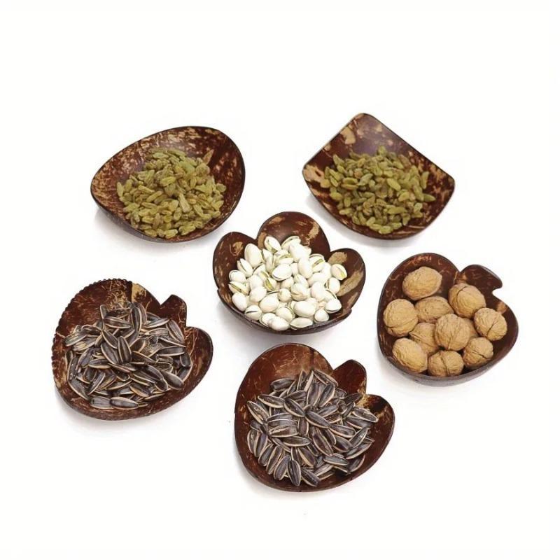 1PC Country Style Coconut Shell Bowl with Hole Soap Box Storage Bowl DIY Material Candy Dessert Bowl Coconut Tray Ornaments