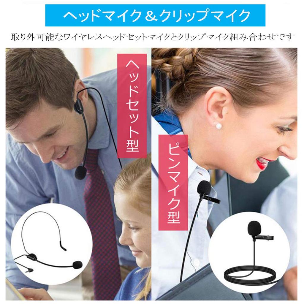 Alvoxcon Wireless Microphone Headset UHF Clip Microphone for Video Recording Audio Capture Lightweight Transmitter*1 Receiver*1 Solo Use with Japanese