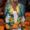 Damen Strickjacke mit langen Ärmeln, zum Knöpfen, Pullover mit Halloween-Print, Leichte Freizeit-Oberbekleidung