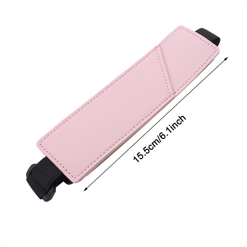Adjustable Elastic Band Pen Holder Solid Color PU Pen Sleeve Pouch Students Notebook Book Page Pen Clip