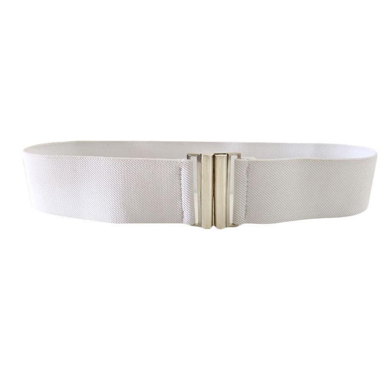 Fashion Womens Wide Elastic Leather Belt Metal Buckle For Dresses And Casual Wear