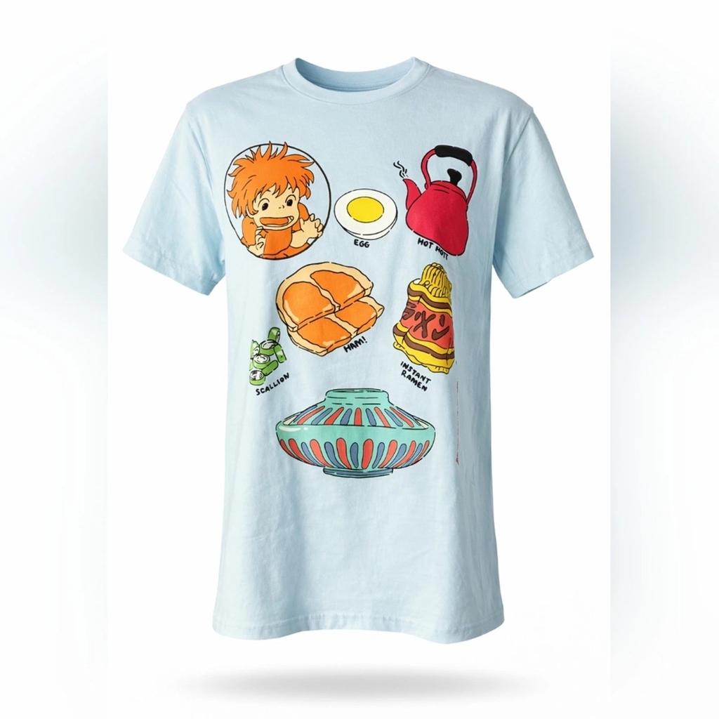 Studio Ghibli Ponyo Ramen Essentials Graphic T-Shirt Light Blue Unisex Small