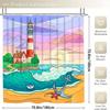 Coastal Lighthouse Bathroom Set With Shower Curtain And Rugs - Machine Washable, Includes 12 Hooks, Toilet Seat Cover, And Bath
