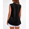 Blusa Estiva Casual da Lavoro da Donna Senza Maniche Scollo a V Rigate Raso Monocolore