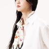 ONSZ White Floral Silk Twilly Scarf