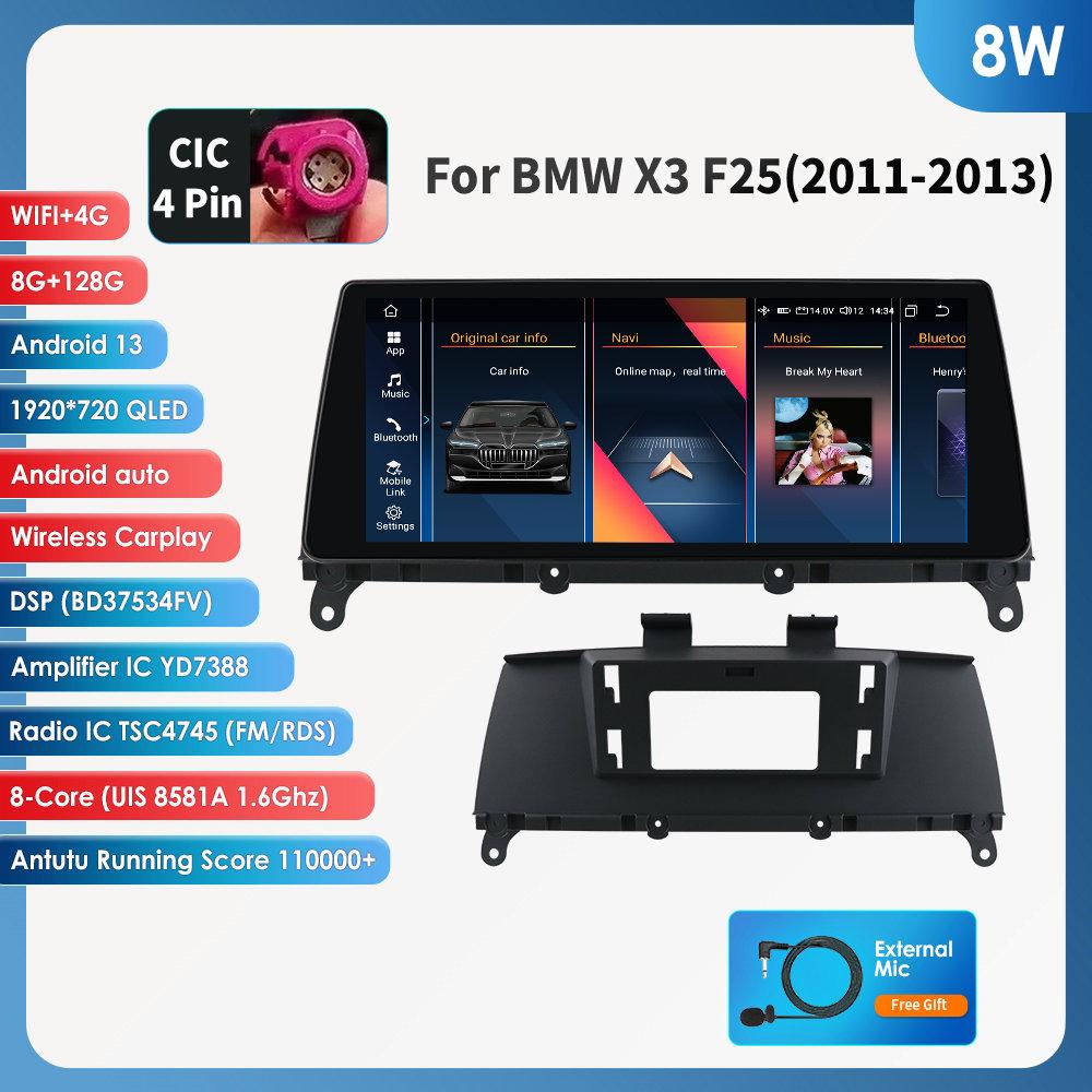 OSSURET Android Bilradio Spiller for BMW X3 F25 F26 X4 CIC NBT Android Auto Radio Carplay Multimedia Video GPS WIFI Autoradio Intelligent Skjerm RDS