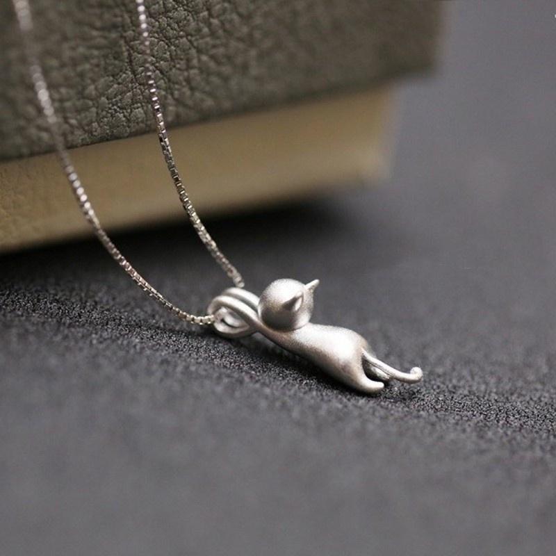 2pcs Cat Pendant Necklace for Women Lover Accessories Birthday Gifts