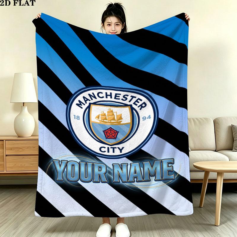 Vlastní deka Manchester City, Vysoká kvalita, Pohodlná pro všechna roční období, Domácí dekorace, Teplo a pohodlí