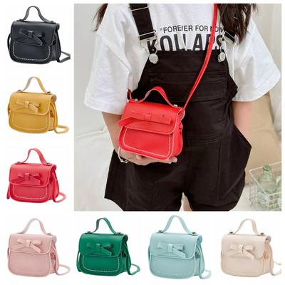 Handbag Bow Shoulder Bag Solid Color Children Small Bag Cute Bow Crossbody Bag  Children
