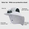 Solar Fan Hat Wide-Brimmed Shawl Fishing Hat with Dual-Power Fan Design Solar USB Charging UV-Protection Outdoor Hat