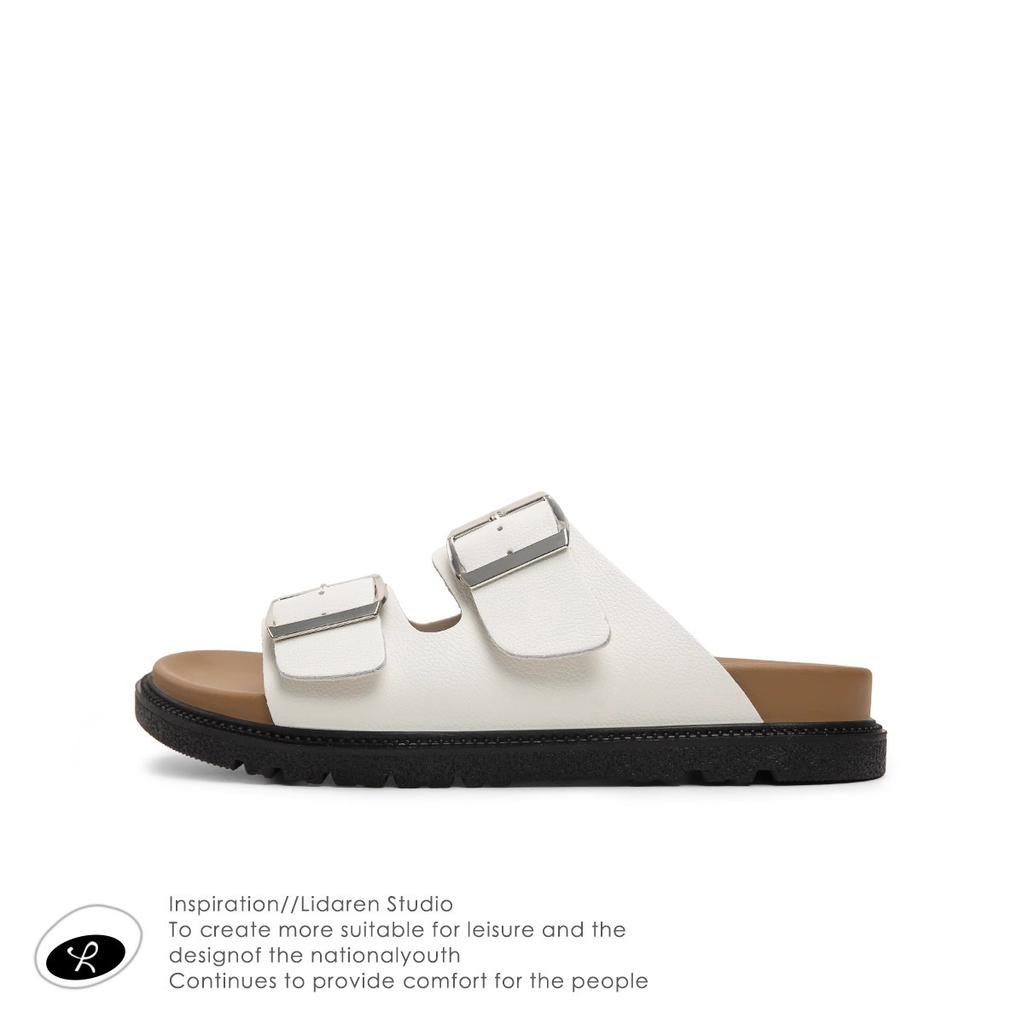 Cool Slippers for Women's 2025 Spring New Comfortable and Versatile Casual Belt Buckle for Outer Wear One-word Slippers Soft Bottom