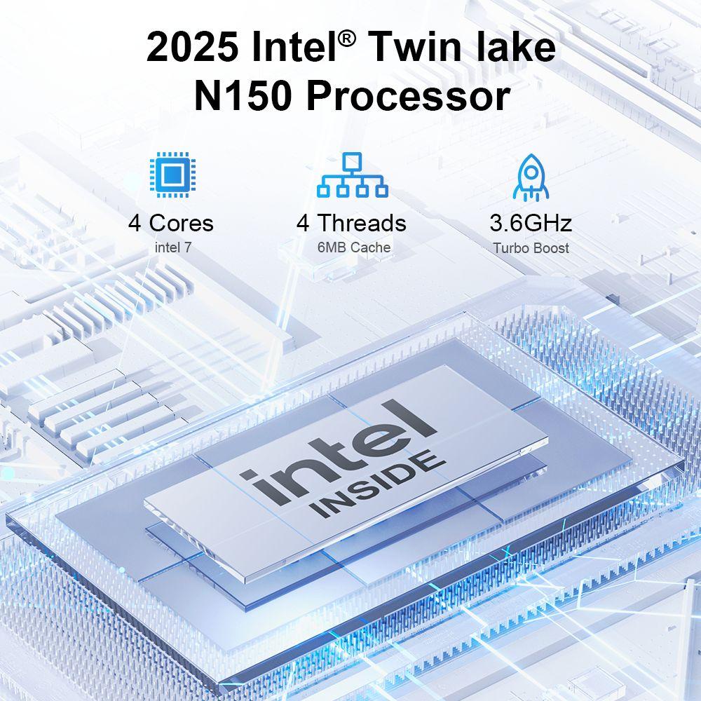 Ninkear MBOX 11 Mini PC, Intel Twin Lake N150 4 Cores Max 3.6GHz, 16GB RAM 512GB SSD, HDMI2.0 + DP1.4 (4K@60Hz) Dual Screen Display