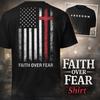 Faith Over Fear Christian Patriot Tee Freedom Flag Cross Back Print Unisex Gift Shirt