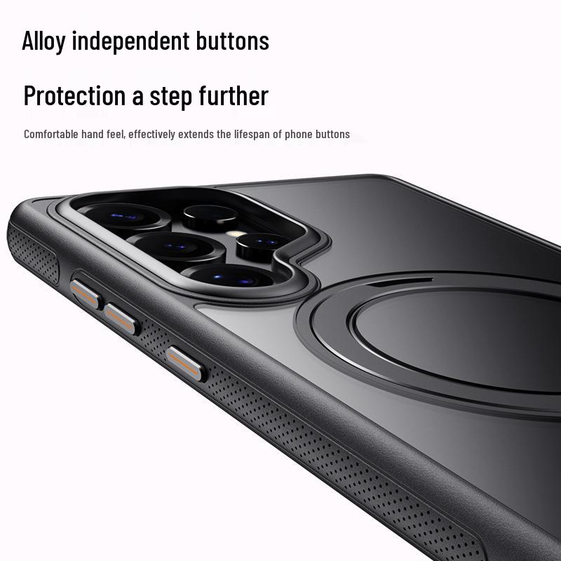 Samsung S26 Ultra Magnetische Handyhülle mit drehbarem Ständer und transparenter Abdeckung für S25 Plus