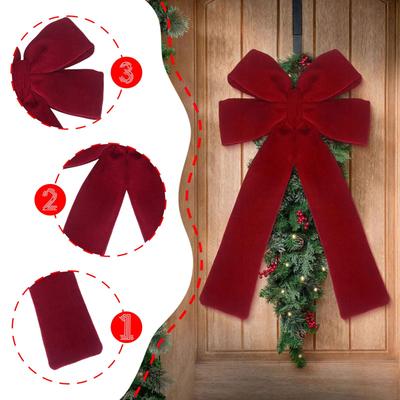 Red Christmas Bow for Tree Decorative Large Christmas Tree Bow Velvet Bow for Holiday Front Door Festival Staircase Xmas