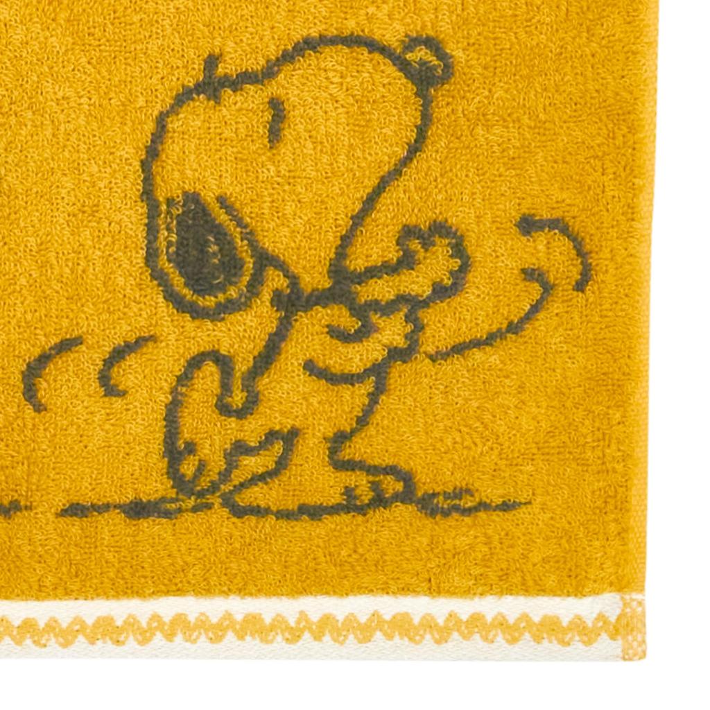 Nishikawa Snoopy Face Charlie Made in Dance Towel, 34x80cm, Washable, 100% Cotton, Brown, Japan, Yellow, XT25136671, PN5652TW,
