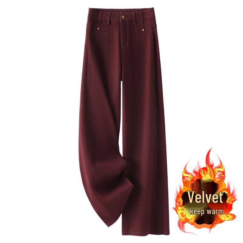 

Женские джинсы с высокой посадкой, темно-синие, на флисовой подкладке, с широкими штанинами - Драпирующиеся брюки в пол для осени/зимы XL