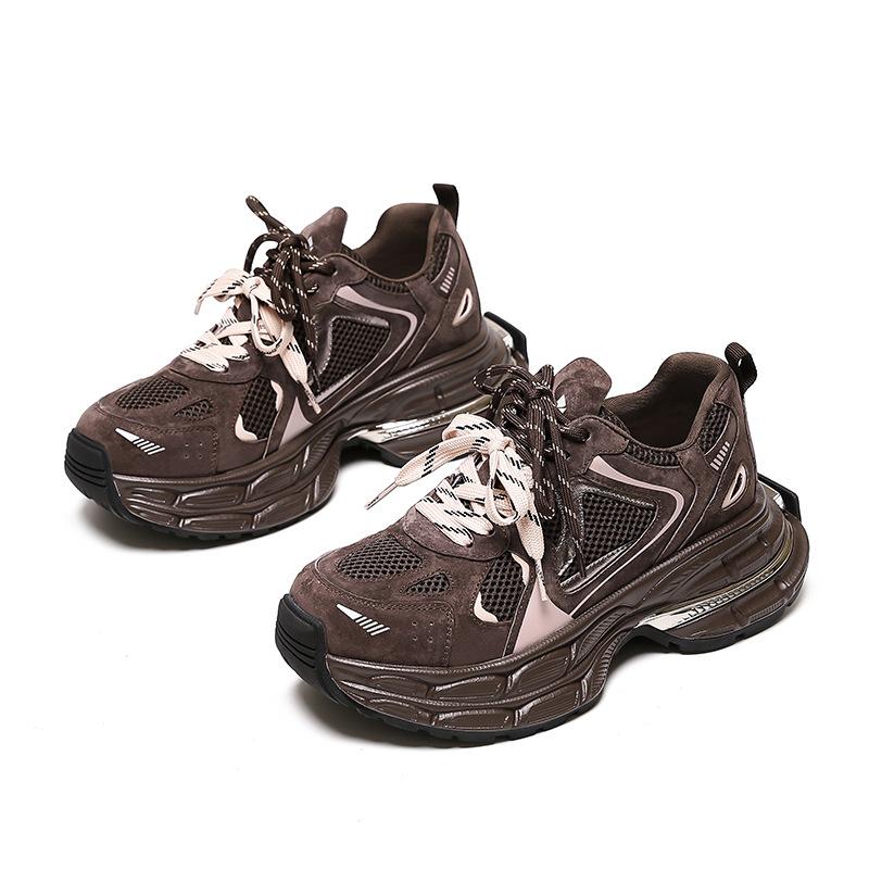 Autumn and winter new Maillard platform dad shoes for women, retro heightening casual shoes, thin and lightweight soft-soled sneakers for women