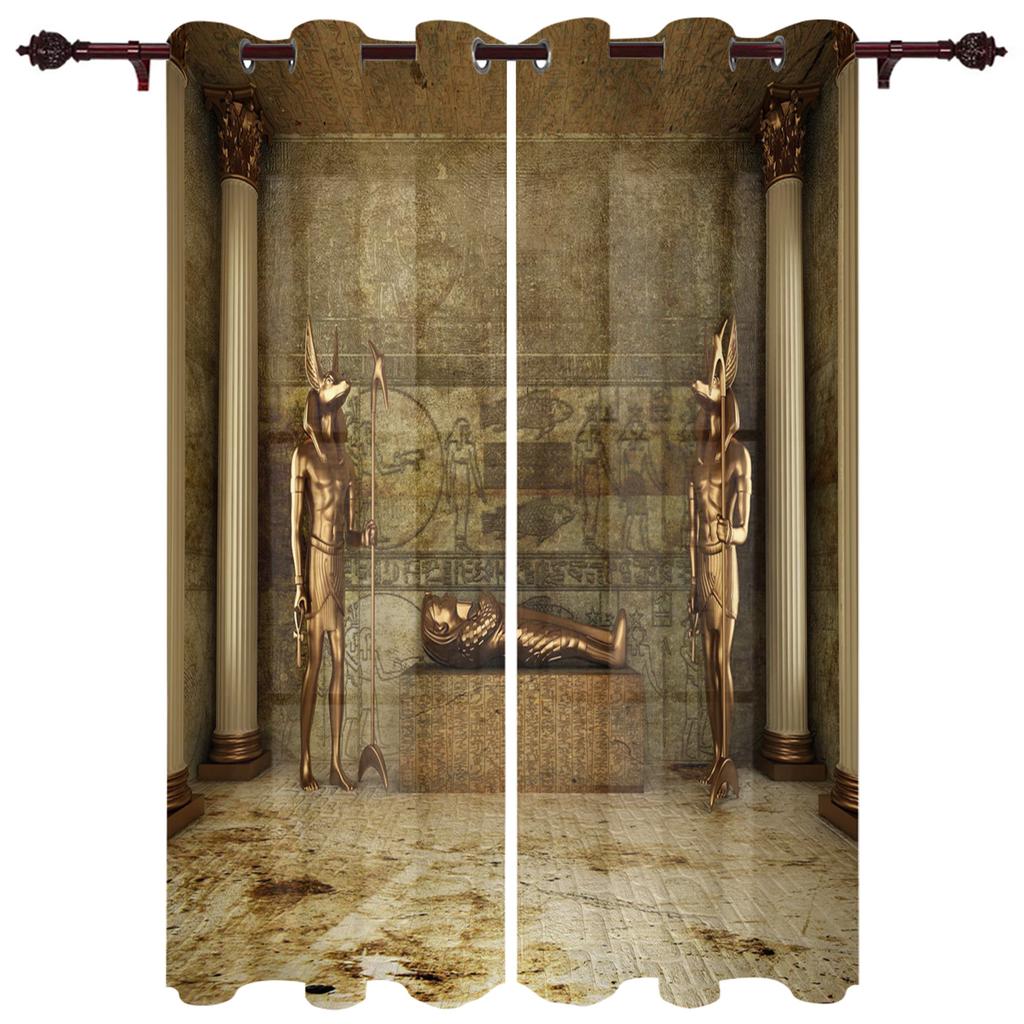 Egyptisk Tempelkultur Symbol Gardiner för Sovrum Kök Fönsterbehandlingar Kappa Gardiner för Vardagsrum