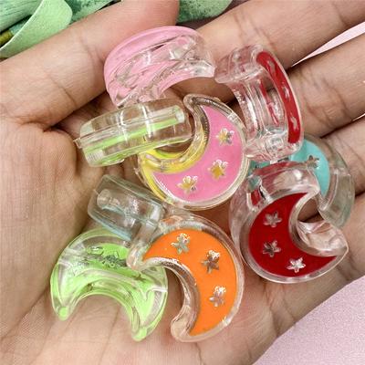10 PZ Perline Acriliche Trasparenti Perline Sciolte 20.8 * 24.8mm Luna Curva Stella Catena per Cellulare Accessori per Perline Gioielli Fai da Te