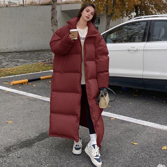 Zimní péřový kabát Zesílený Polstrovaný Stojáček Ochrana krku Kapsy Zapínání na zip Větruodolné Udržování tepla Denní oblečení za chladného počasí Bavlna