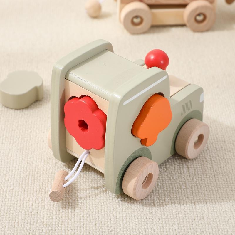 Kids Wooden Rail Train Toy Children Assembled Building Block Toy Newborns Early Educational Aid Toys Montessori Finger Fine Game