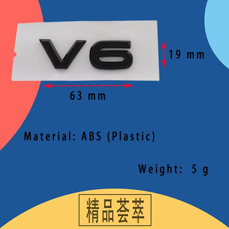 3D Premium ABS V6 for car Fender trunk Rear Bonnet Decal Emblem Badge Sticker