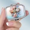 Tragbare Pillendose mit 2 Fächern, Mini-Metall-Medikamenten-Organizer-Etui, Niedlicher bedruckter Pillenbehälter für Vitamine, Pillen, Schmuck, Reisen, Tägliche Anwendung