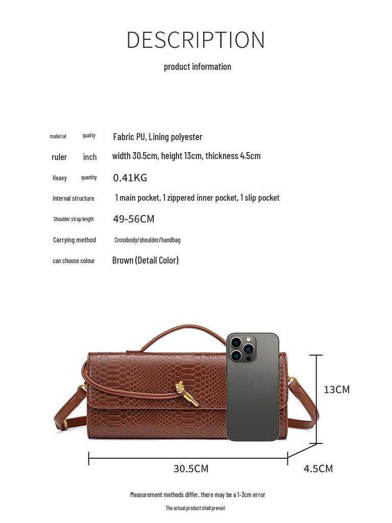 Trendy dámská psaníčka: Kabelka přes rameno crossbody bageta s krokodýlím a hadím vzorem