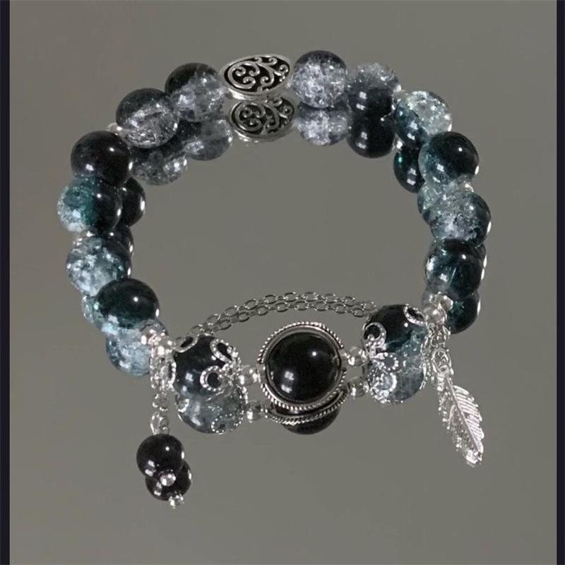 Sweet Pink Crystal Beads Bracelets for Women Fashion Bow Pendant Tassel Chain Bracelets Charms Summer Jewelry Accessories