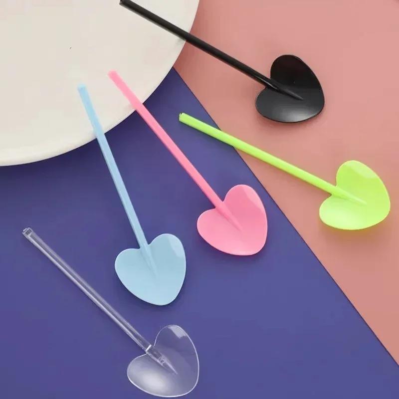 100pcs Heart-shaped Disposable Spoons Independently Packaged Dessert Ice Cream Jelly Pudding Spoon Food Grade Plastic Tableware