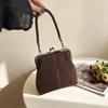 Borsa a Mano Retro Opaca di Grande Capacità con Chiusura a Bacio in Pelle PU Borsa a Tracolla con Chiusura a Clip Borsa a Mano Corta Borsa a Spalla Shopping