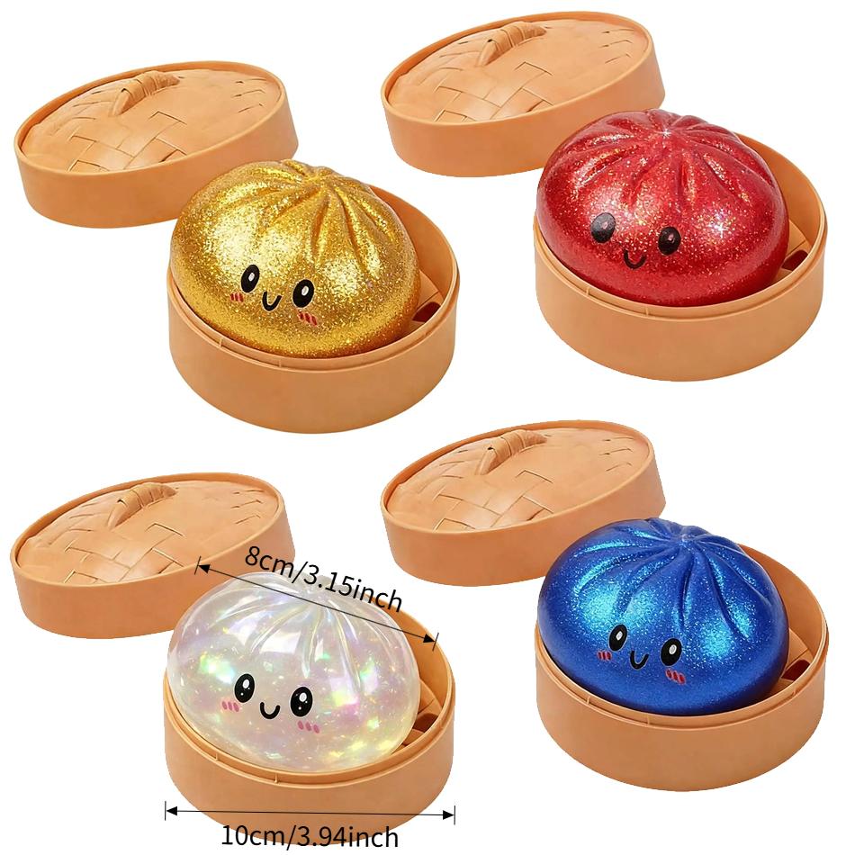 Heißer Glitzer Knödel Squishy mit Box Knödel Sensorisches Quetschspielzeug zur Stressbewältigung Geschenk für Fans Heim- und Bürodekoration
