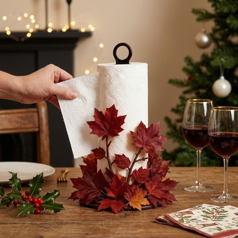 Freestanding Christmas Paper Towel Holder Acrylic Wood Base Kitchen Roll Dispenser Living Room