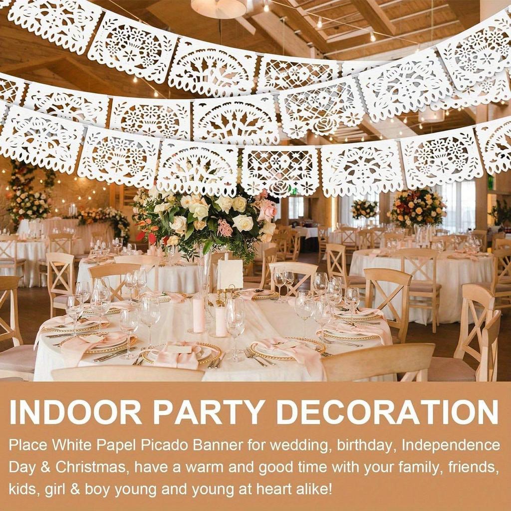 1 Set White Shredded Paper Banner, Plastic Mexican Party Banner Wedding Christmas Party Decoration, Day of The Dead, Day of The Dead Decor Supplies