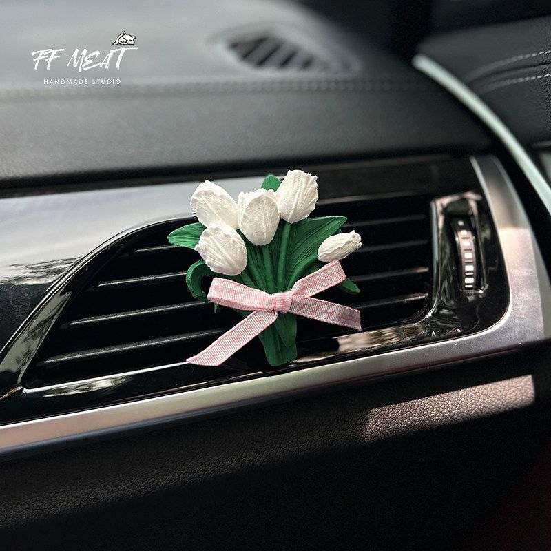 Car Air Freshener Goddess Gentle Tulip Car Air Conditioning Vent Dashboard Decoration Aroma Diffuser Stone Fragrance Gift
